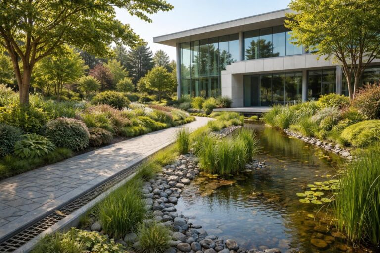 découvrez comment optimiser la gestion des eaux autour des bâtiments grâce à des aménagements paysagers adaptés pour des jardins durables et esthétiques.